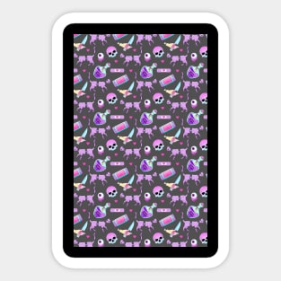 Pastel Goth Occult Pagan Pattern cat Sticker